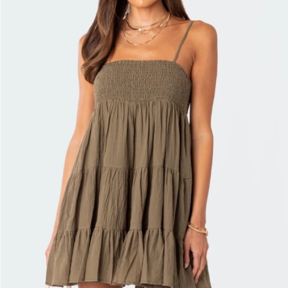 Olive Green Oversized Mini Dress